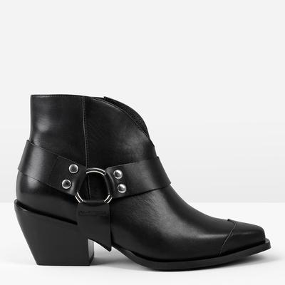 Black Melville Leather Buckle Boots