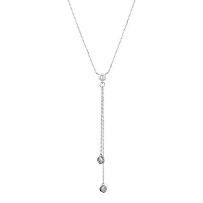 Silver Diamond Hanging Circle Necklace