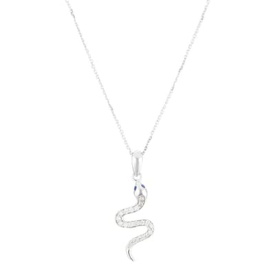 Silver Diamond Snake Pendant Necklace