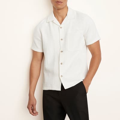 Bone Textured Cotton Blend Short Sleeve Shirt