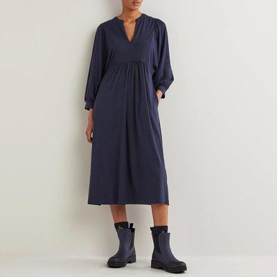 Navy Jersey Midi Dress