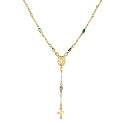18K Multi Color Rosary Necklace