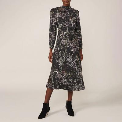 Black Elinore Printed Burnout Dress