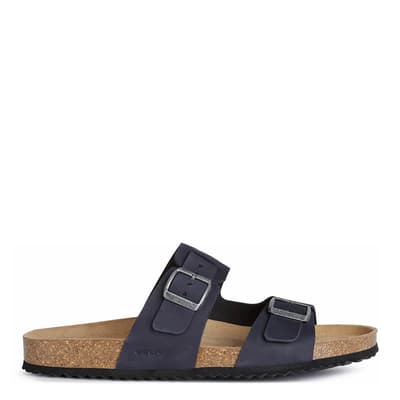 Navy Leather Ghita Sandals