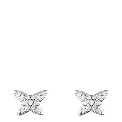 Silver Diamond Cross Stud Earrings