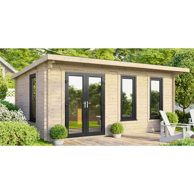 SAVE £1270  18x10 Power Pent Log Cabin, Doors to the Left - 44mm