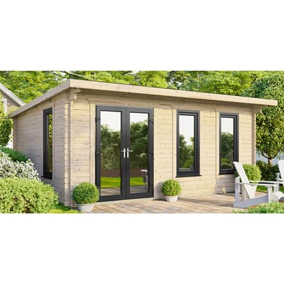 SAVE £1095  18x14 Power Pent Log Cabin, Doors to the Left - 44mm