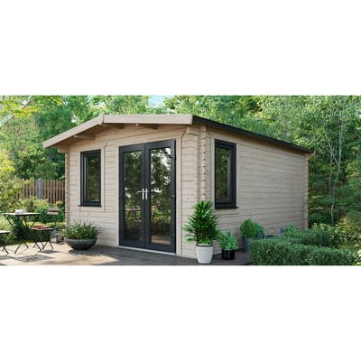 SAVE £950  16x12 Power Chalet Log Cabin, Right Double Doors - 44mm