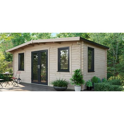 SAVE £1365  10x18 Power Chalet Log Cabin, Doors Central - 44mm