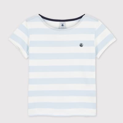 Blue Stripe Cotton T-Shirt