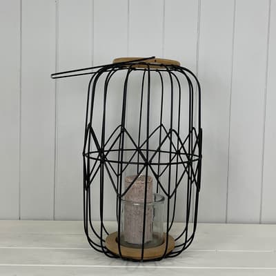 Lantern with glass candle holder
