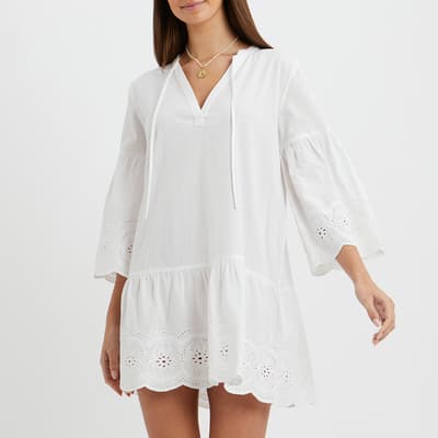 White Cotton Broderie Anglaise Tunic