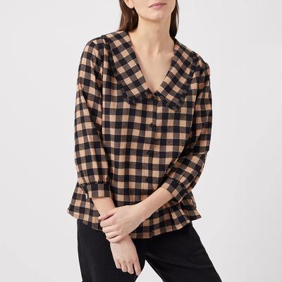 Multi Gingham Cotton Blend Blouse