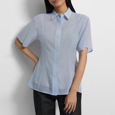 Pale Blue Elasticated Back Cotton Shirt