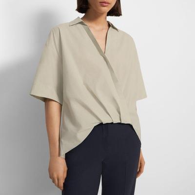 Sage Twist Front Cotton Shirt
