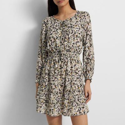 Animal Print Belted Waist Silk Mini Dress