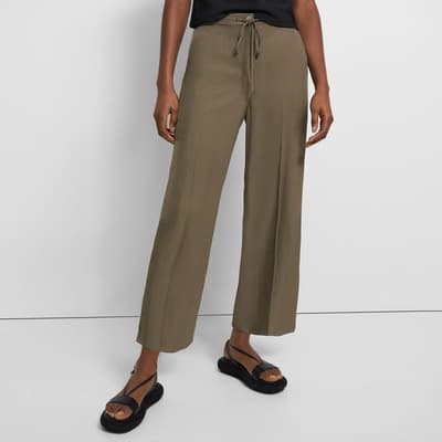 Taupe Wide leg Cropped Trousers