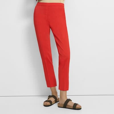Red Trecca Pull On Linen Blend Trousers