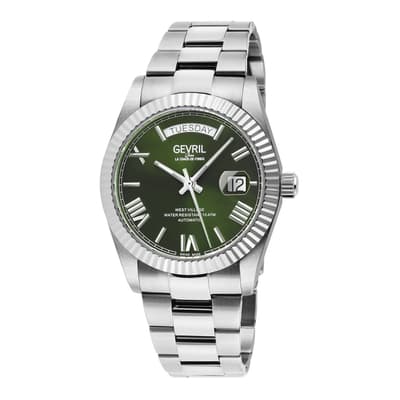 Men's Silver/Green Gevril West Village Automatic Watch 40mm