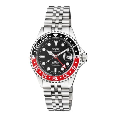 Men's Black/Silver/Red Wall Street Ceramic Bezel Watch 43mm