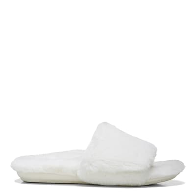 White Faux Fur Slide Slippers