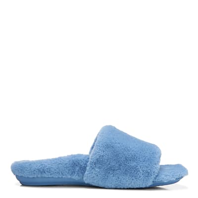 Blue Faux Fur Slide Slippers