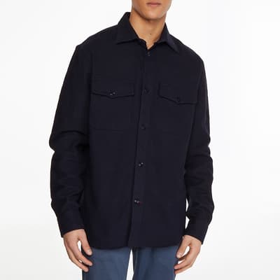 Navy Relaxed Cotton Overshirt