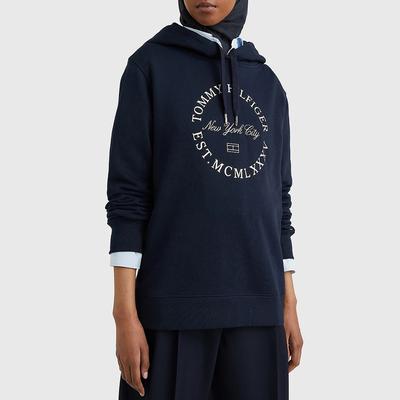 Navy Metallic Graphic Cotton Hoodie