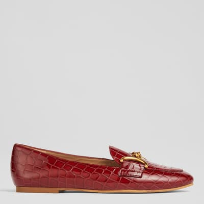 Red  Daphne CrocEffect Patent Leather Loafers