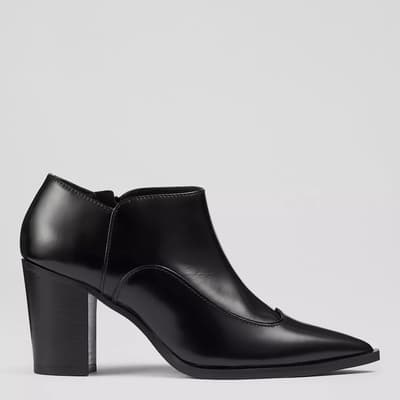 Black Frances Polished Leather WesternStyle Ankle Boots