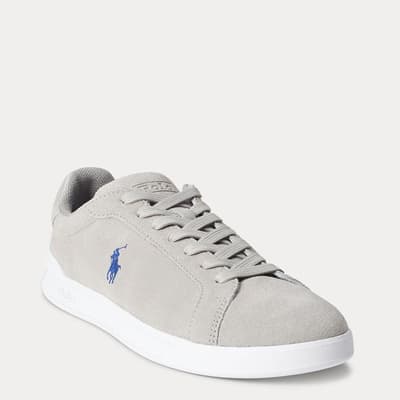 Soft Grey Lace Up Suede Trainers