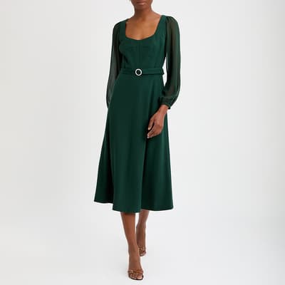 Green Perdy Belted Dress