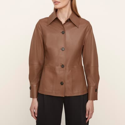 Tan Sculpted Leather Shirt