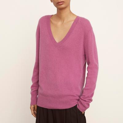 Pink V Neck Cashmere Jumper