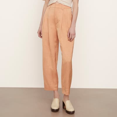 Camel Pleat Front Tapered Trouser