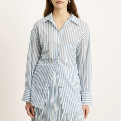 Blue Striped Oversized Cotton Shirt