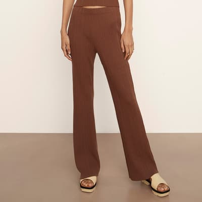 Tan Flare Stretch Trousers