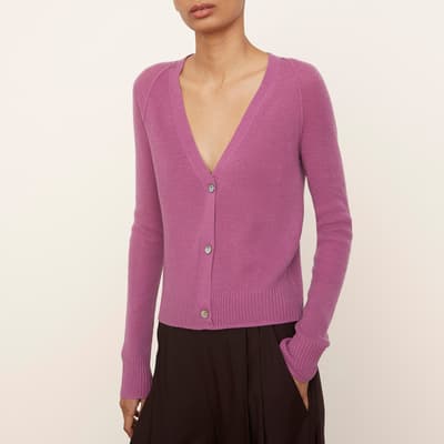 Pink Ribbed Cashmere Cardigan