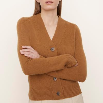 Camel Buttoned Cashmere Cardigan