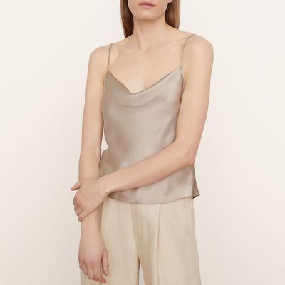 Beige Draped Silk Cami Top