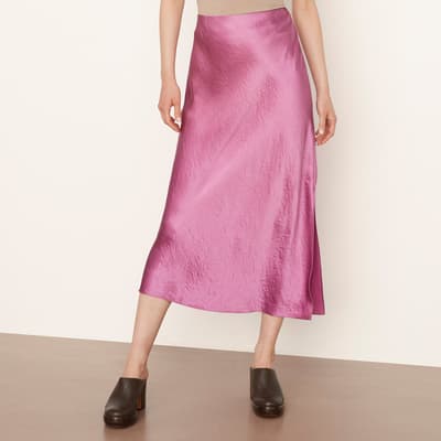 Pink Side Slit Slip Skirt