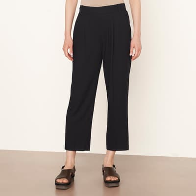 Navy Pleat Front Trousers