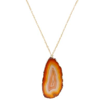 18K Gold Large Carnelian Slice Necklace