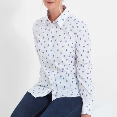 White/Blue Norfolk Pansy Print Shirt