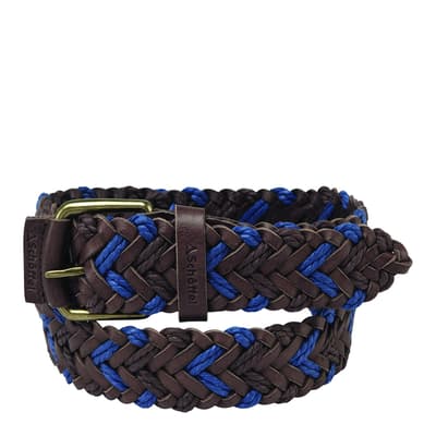 Brown/Blue Woven Leather Belt