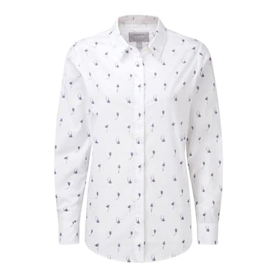 White Sunningdale Cotton Blend Harebell Print Shirt