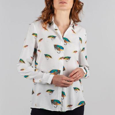 White Brownlow Salmon Fly Print Shirt