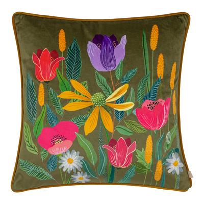 House Of Bloom Celandine 43x43cm Cushion, Olive