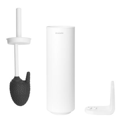 Toilet brush and holder, White