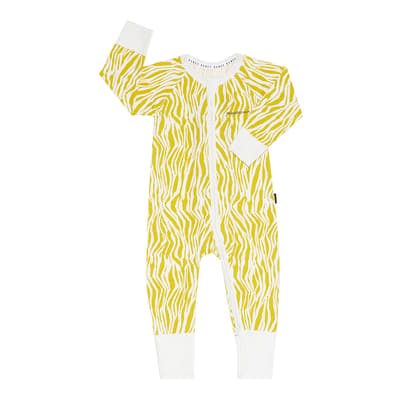 White/Yellow Cotton Printed Zip Wondersuit